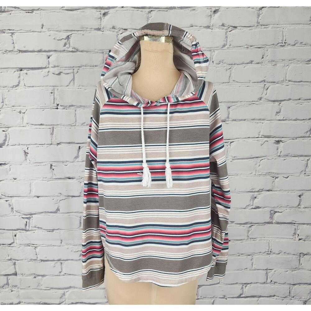 Ariat Women's M Hacienda hooded pullover shirt striped southwestern